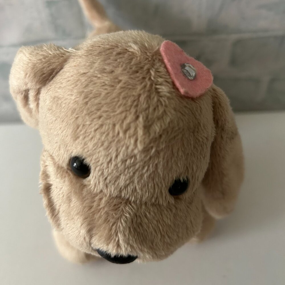 PUPPY DOG WITH PINK COLLAR WITH SEQUENCE STUFFED ANIMAL - Picture 3 of 4